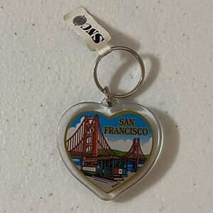 San Francisco Bridge Trolley California Heart Acrylic Keychain